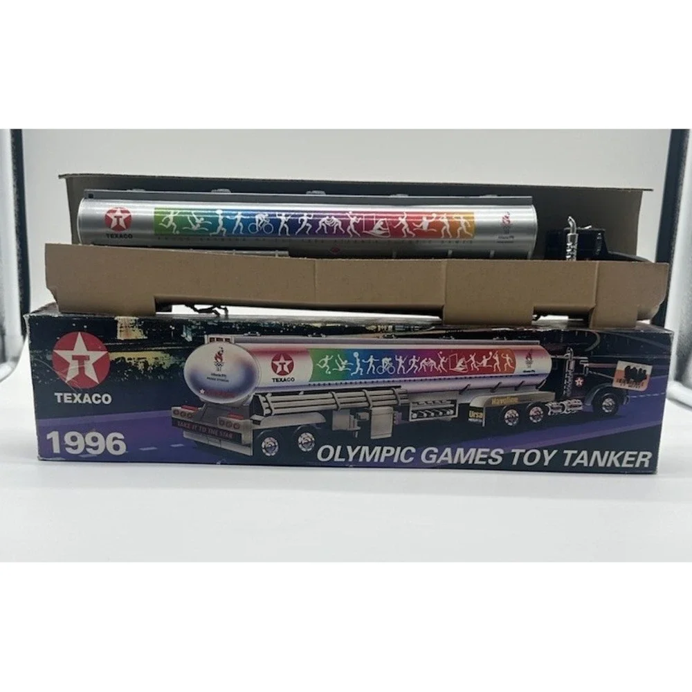 1996 TEXACO ATLANTA OLYMPIC GAMES TOY TANKER TRUCK LIGHTS & SOUND COLLECTOR